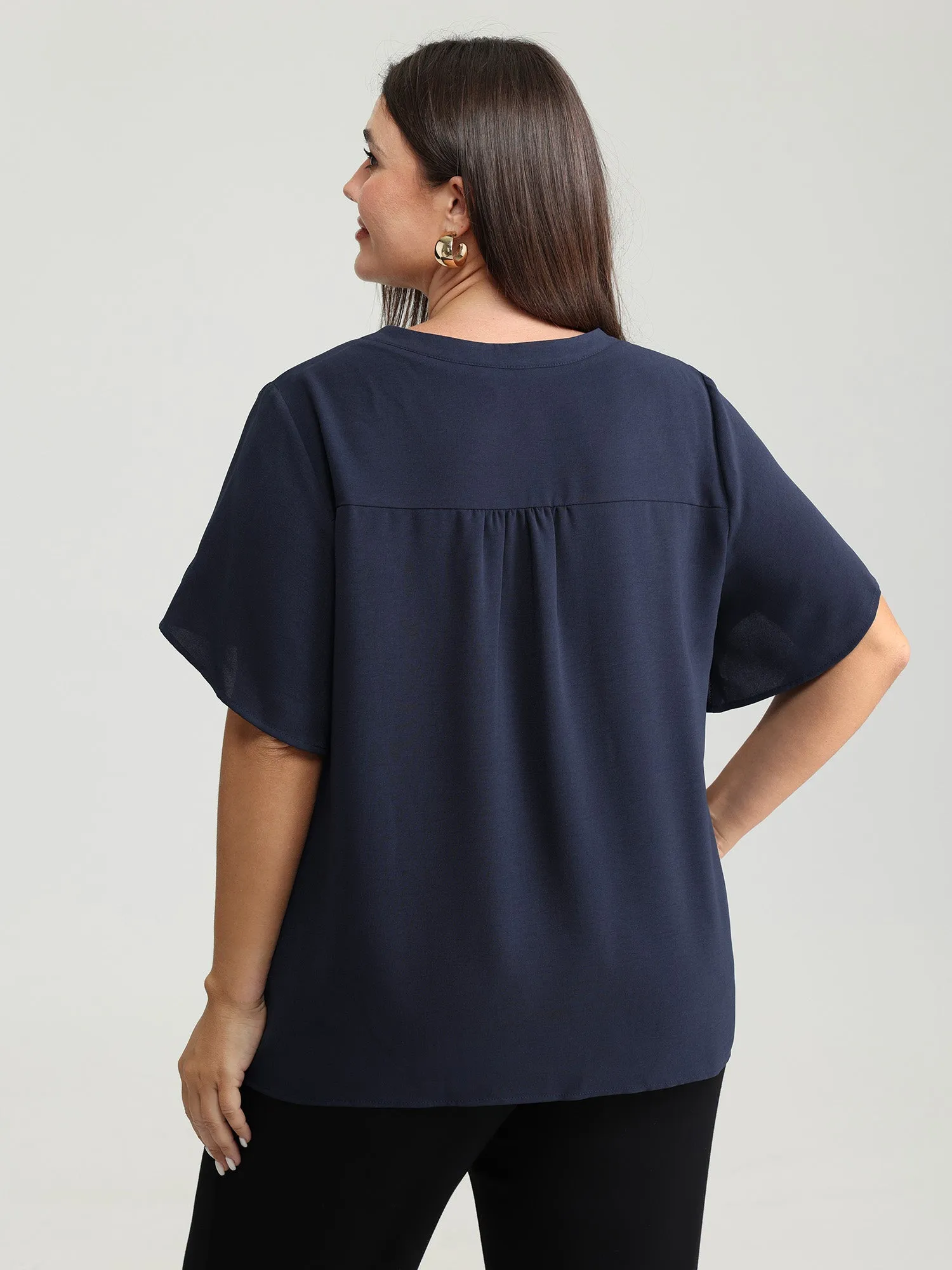 Lace Trim Flared Sleeve Blouse sold by Bloomchic product image thumbnail 4