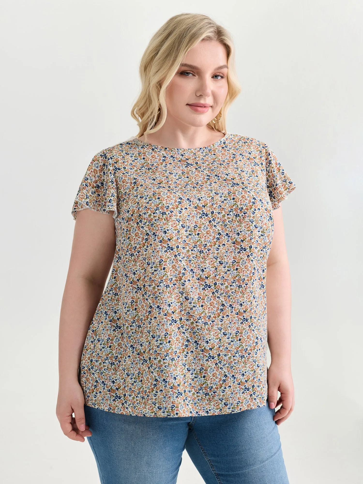 Micro Floral Print Open Back Tie Blouse sold by Bloomchic product image thumbnail 3