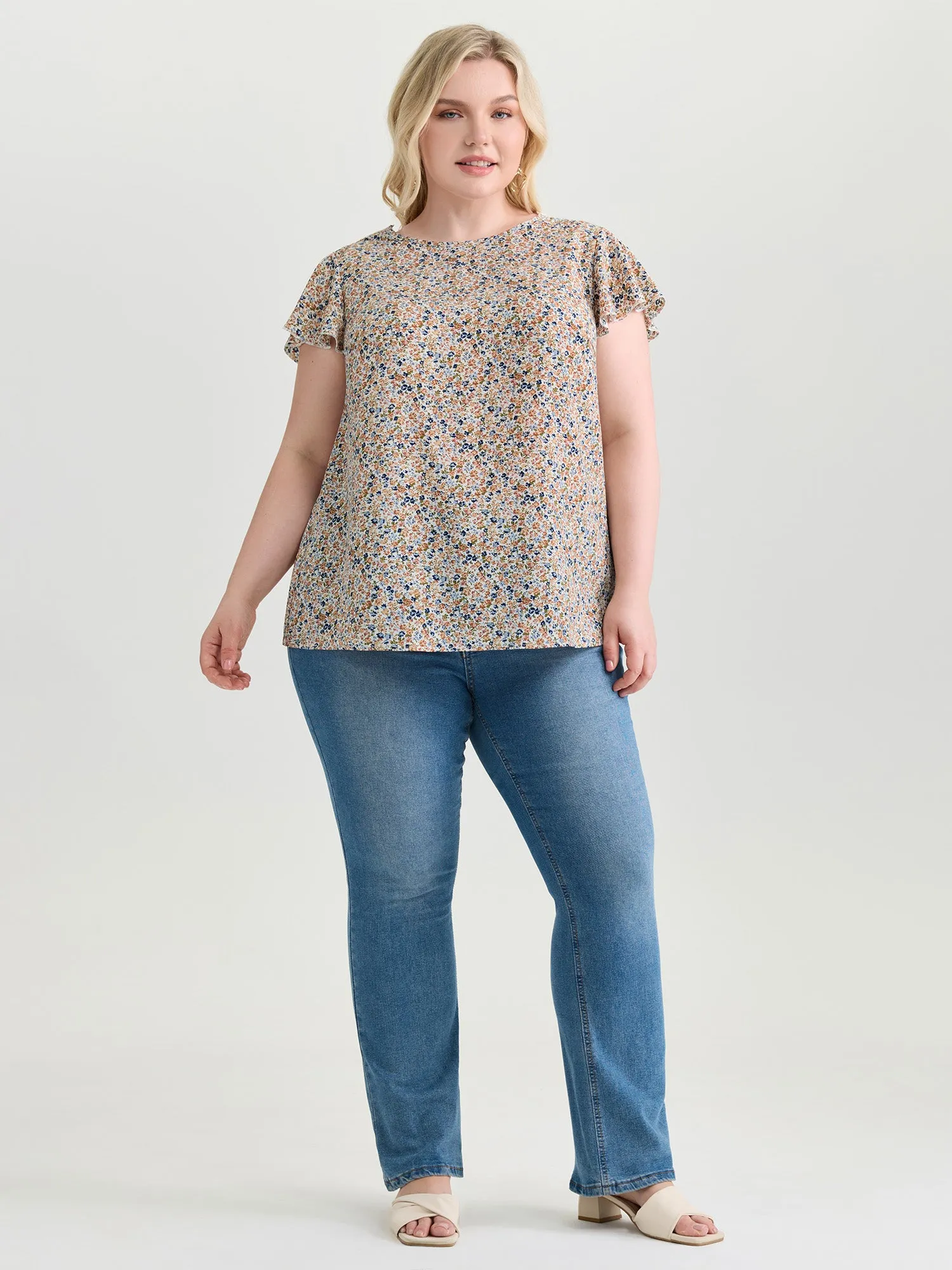 Micro Floral Print Open Back Tie Blouse sold by Bloomchic product image thumbnail 4