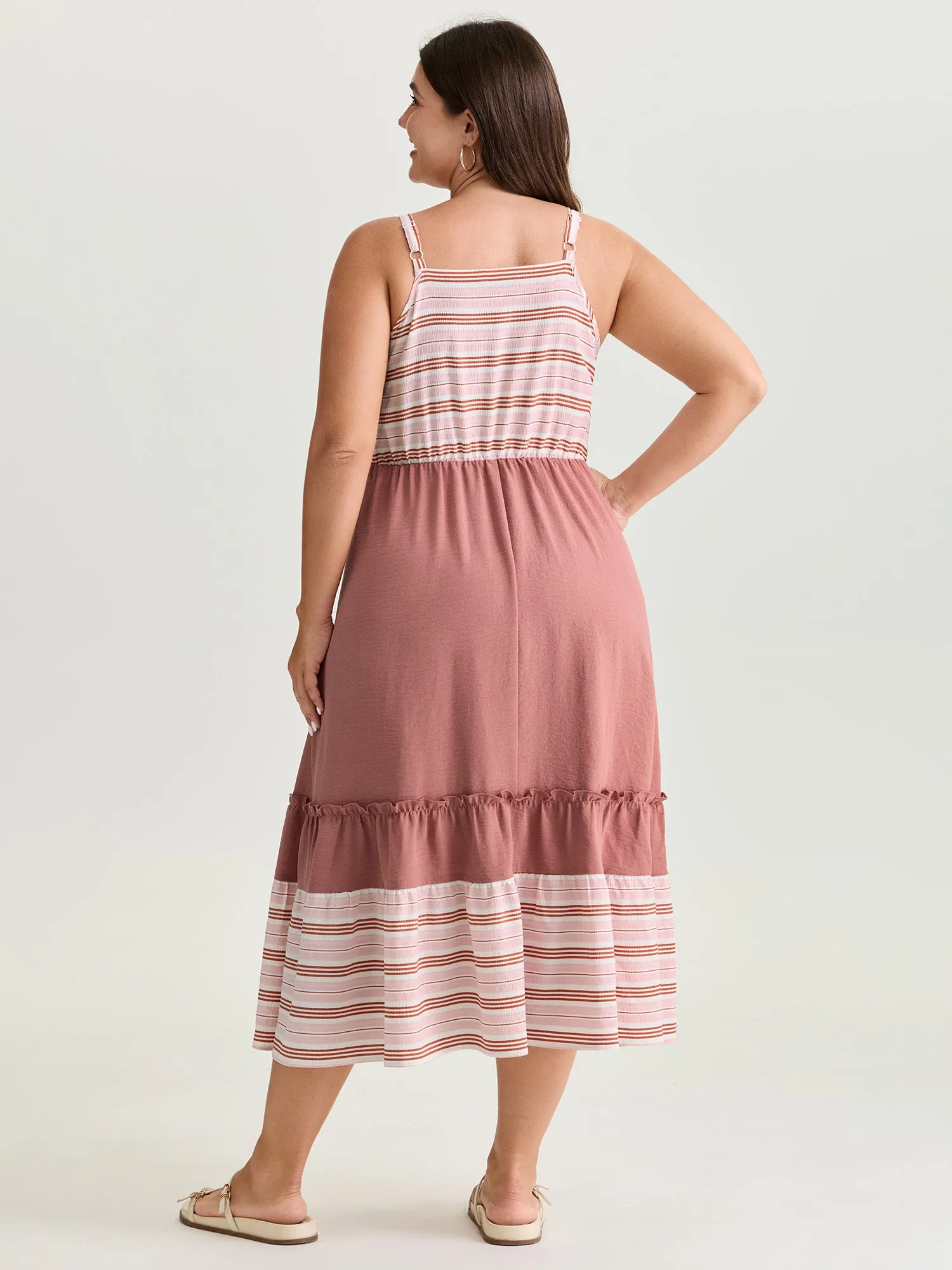 Striped Color Contrast Tiered Midi Dress sold by Bloomchic product image thumbnail 4