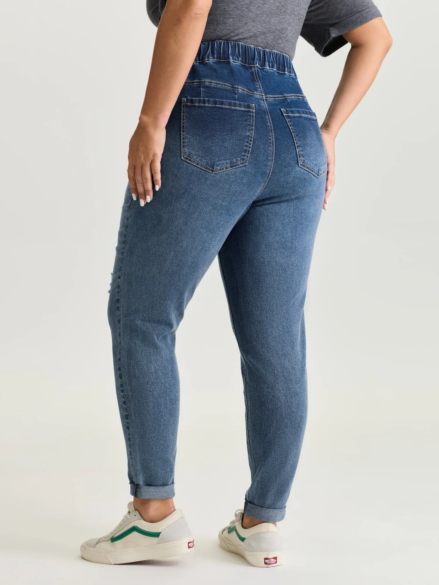 Pull-On Elastic Waist Skinny-Fit Jeans sold by Bloomchic product image thumbnail 5