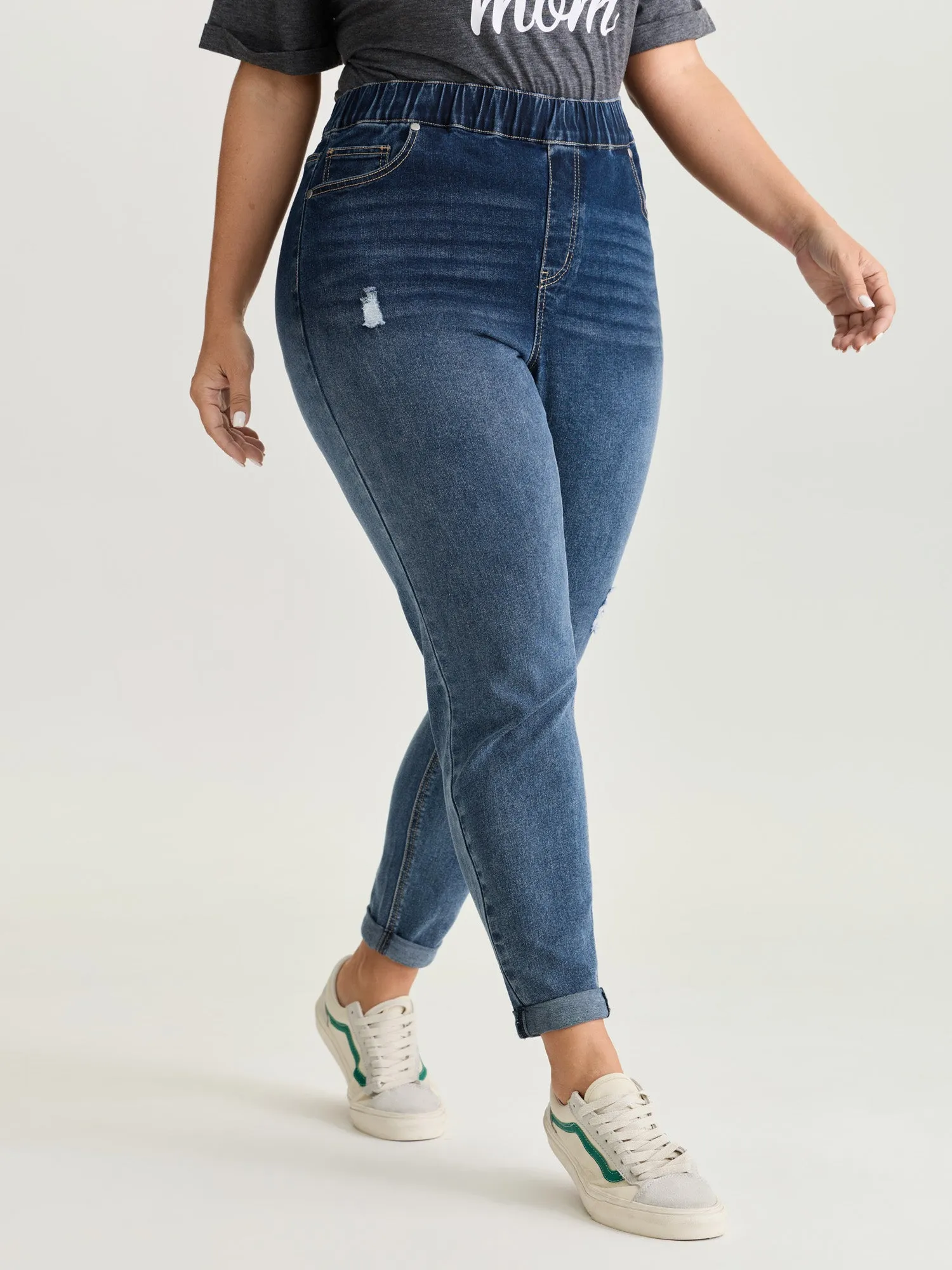Pull-On Elastic Waist Skinny-Fit Jeans sold by Bloomchic product image thumbnail 2