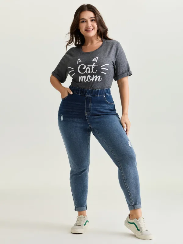 Pull-On Elastic Waist Skinny-Fit Jeans made by Bloomchic
