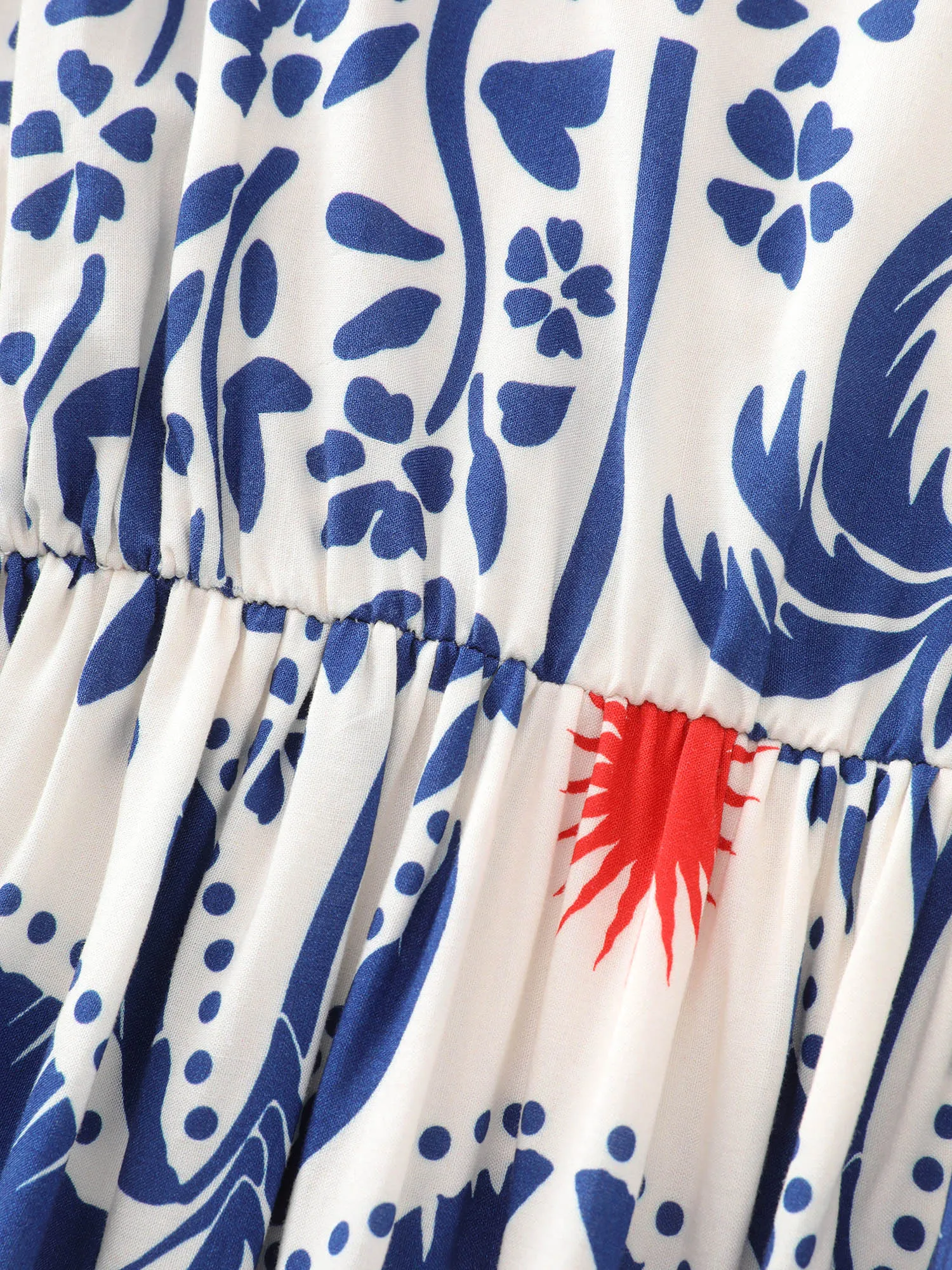 Tropical Print Flared Half-Sleeve Midi Dress sold by Bloomchic product image thumbnail 5