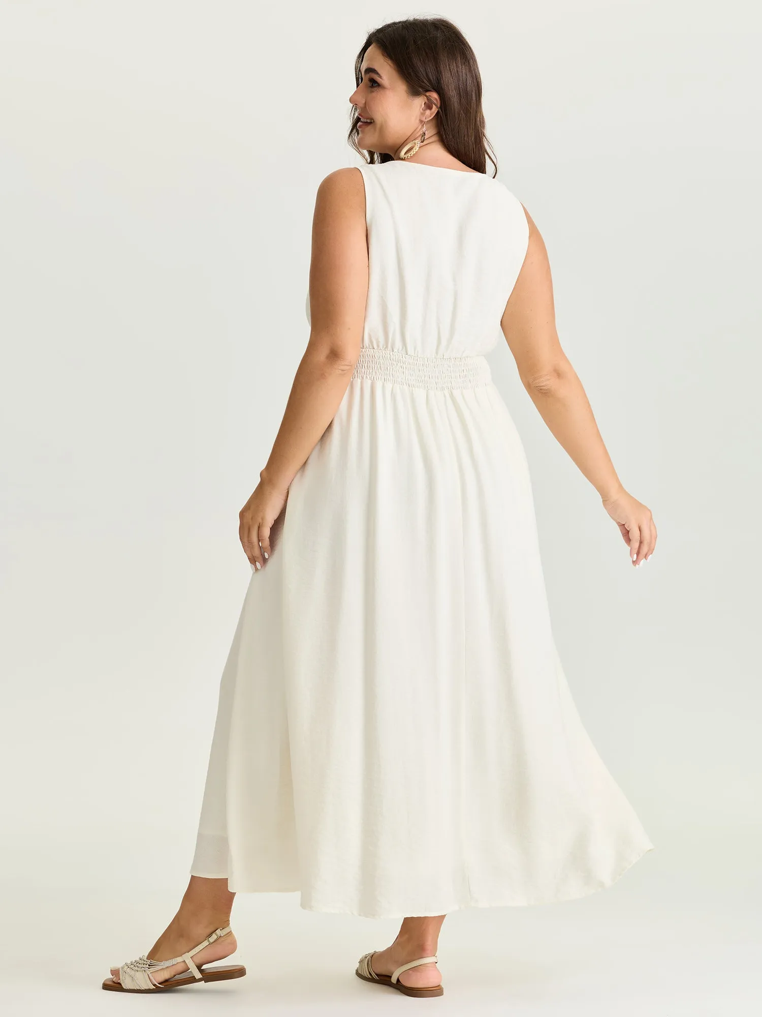 Tassels Cinched-Waist V-Neck Maxi Dress sold by Bloomchic product image thumbnail 5