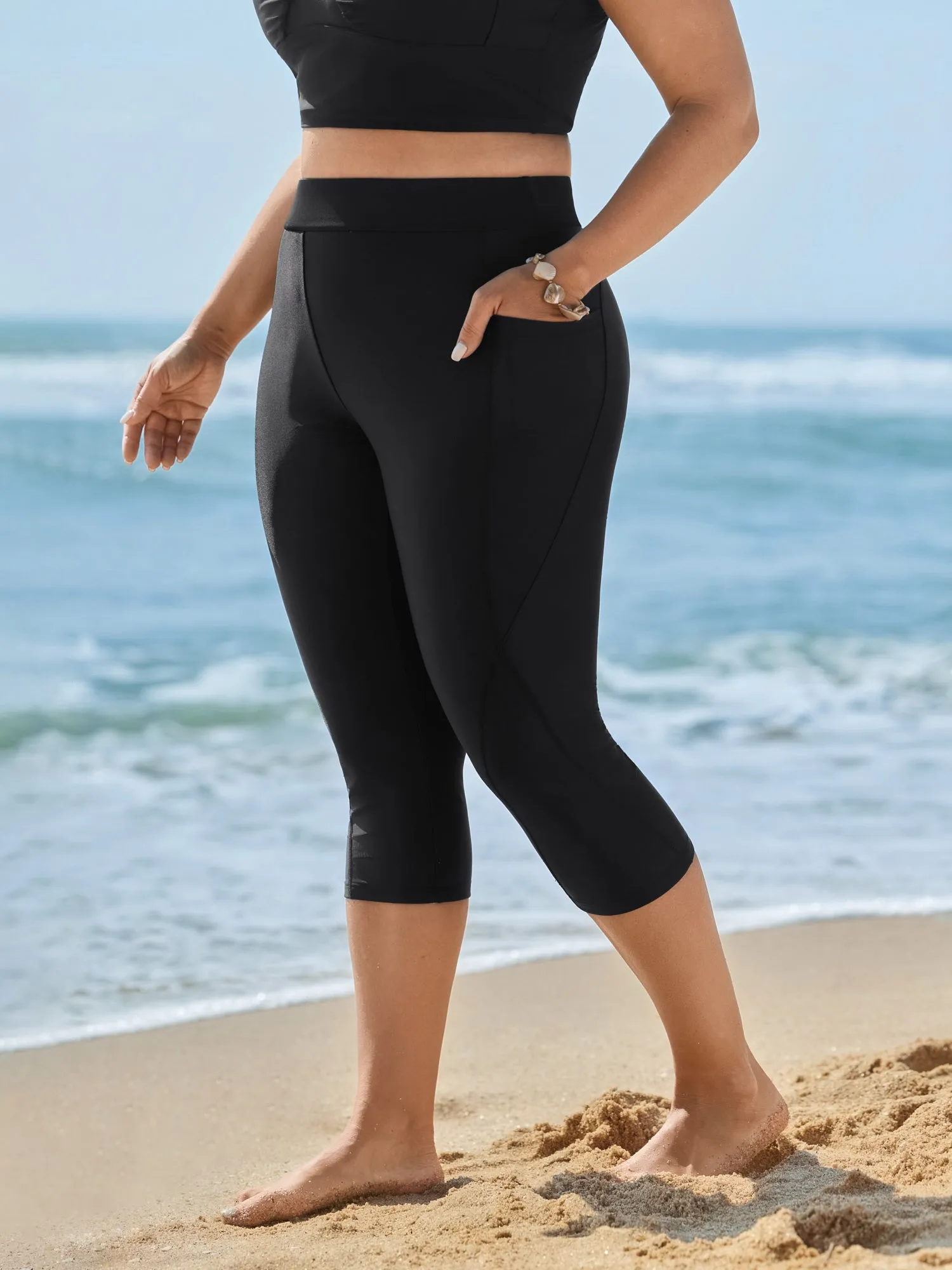 Pockets Side Flattering Design Swim Bottoms sold by Bloomchic