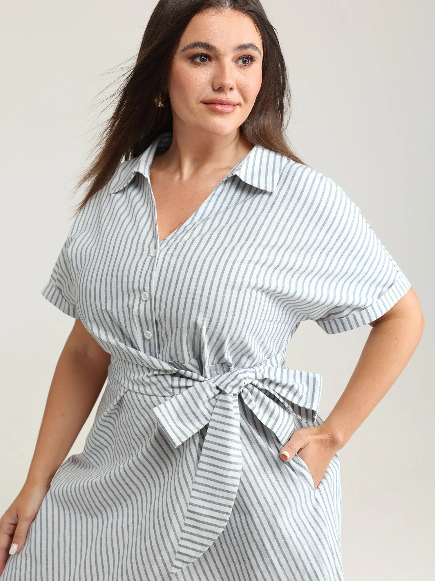 Pure Cotton Side Knotted Waist Mini Dress sold by Bloomchic product image thumbnail 2