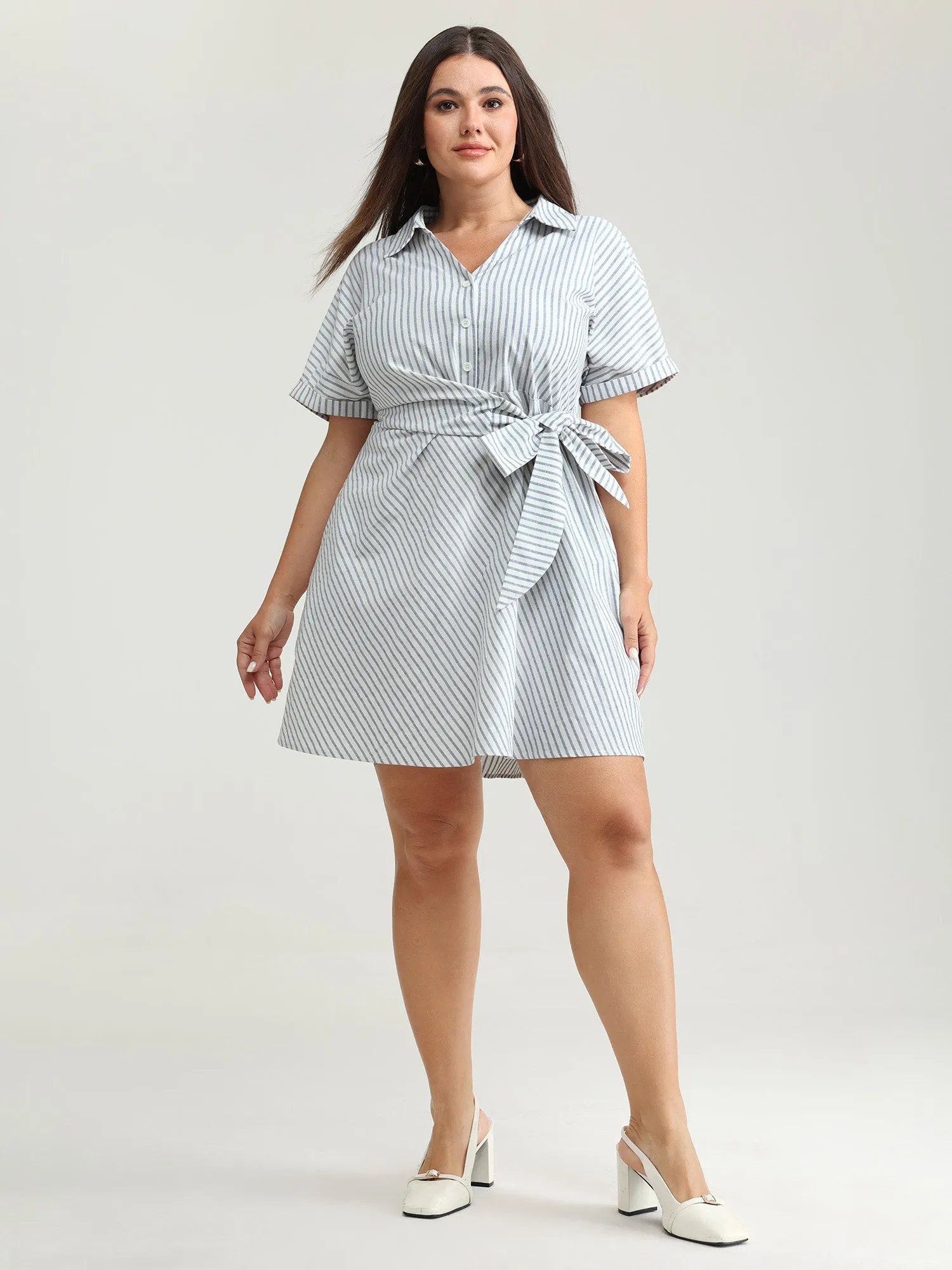 Pure Cotton Side Knotted Waist Mini Dress sold by Bloomchic product image thumbnail 3