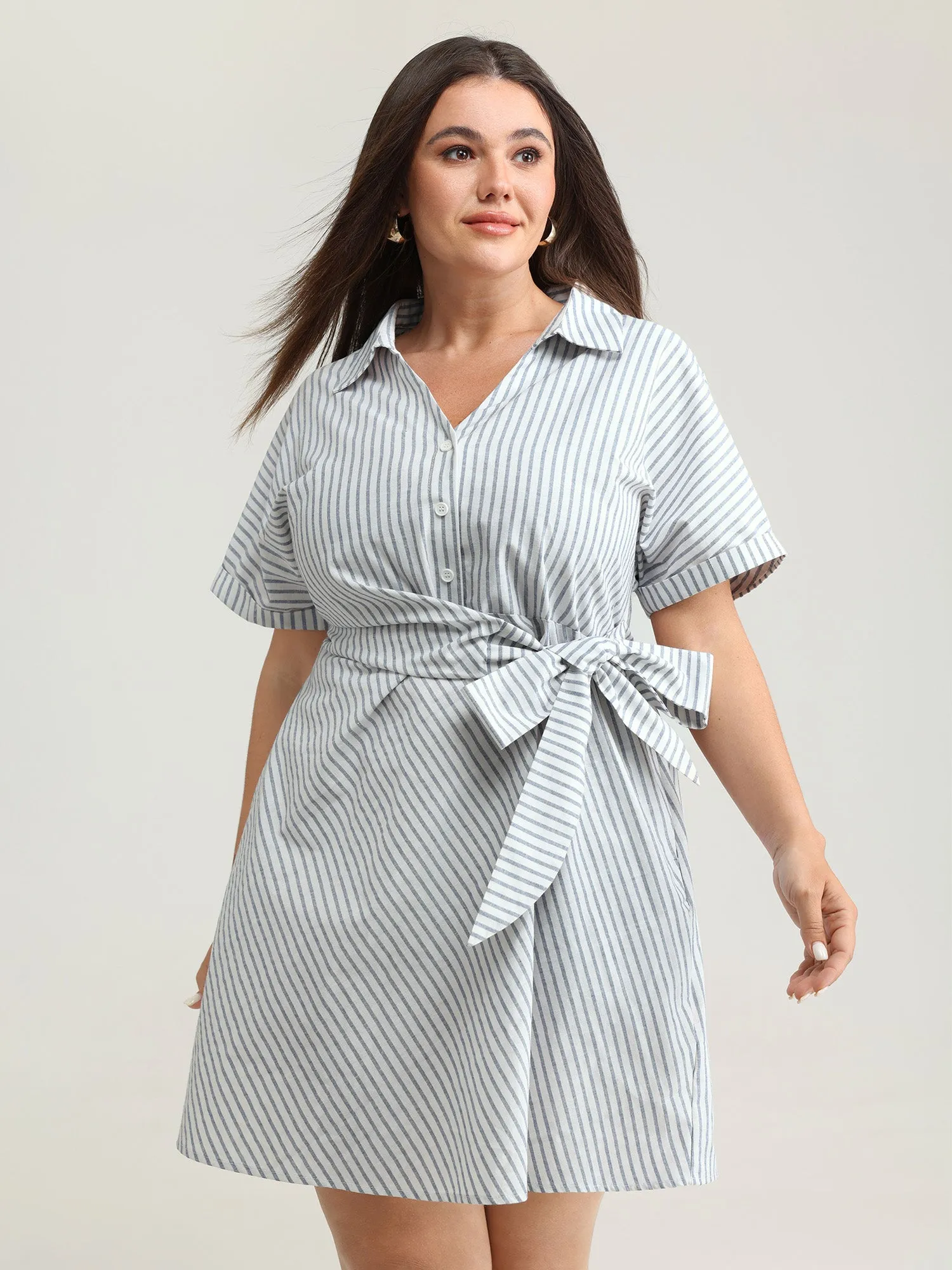 Pure Cotton Side Knotted Waist Mini Dress sold by Bloomchic
