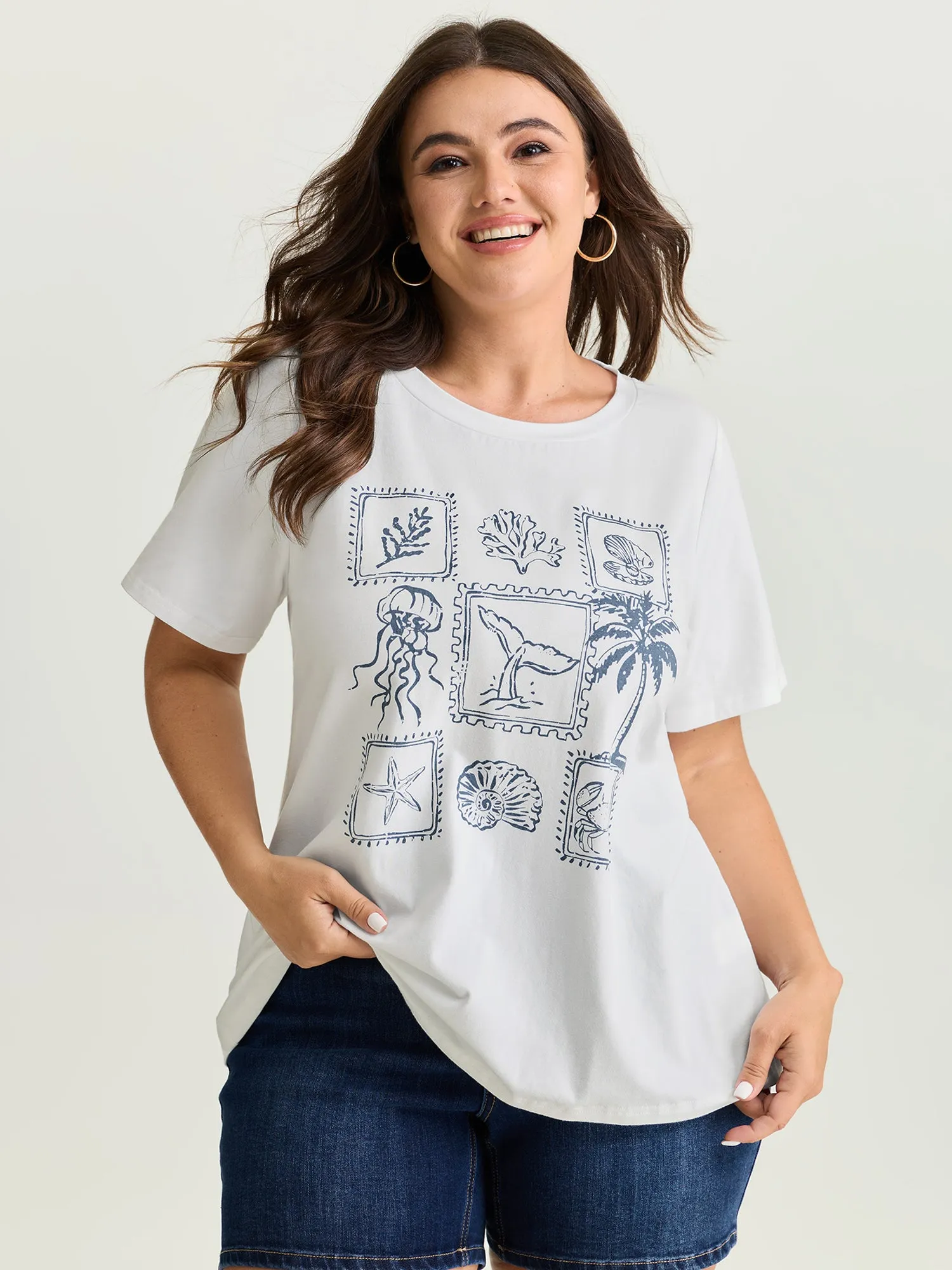 Cotton Ocean Calling Plain T-Shirt sold by Bloomchic