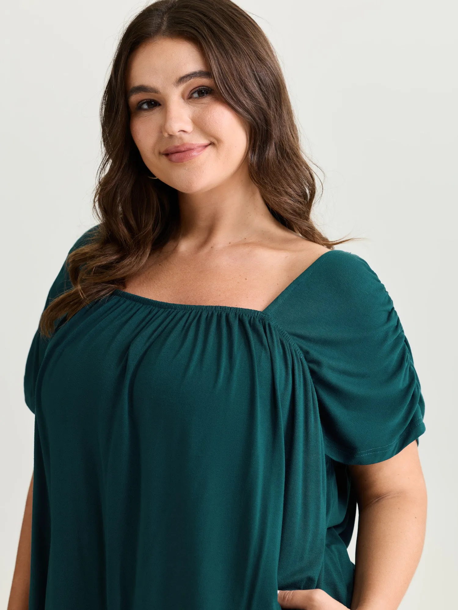 Supersoft Flowy-Fit Pleated Plain T-Shirt sold by Bloomchic product image thumbnail 2