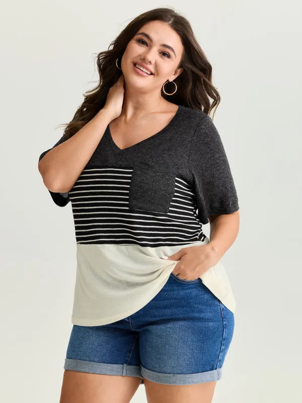 Supersoft Monochrome Stripe Print T-Shirt made by Bloomchic