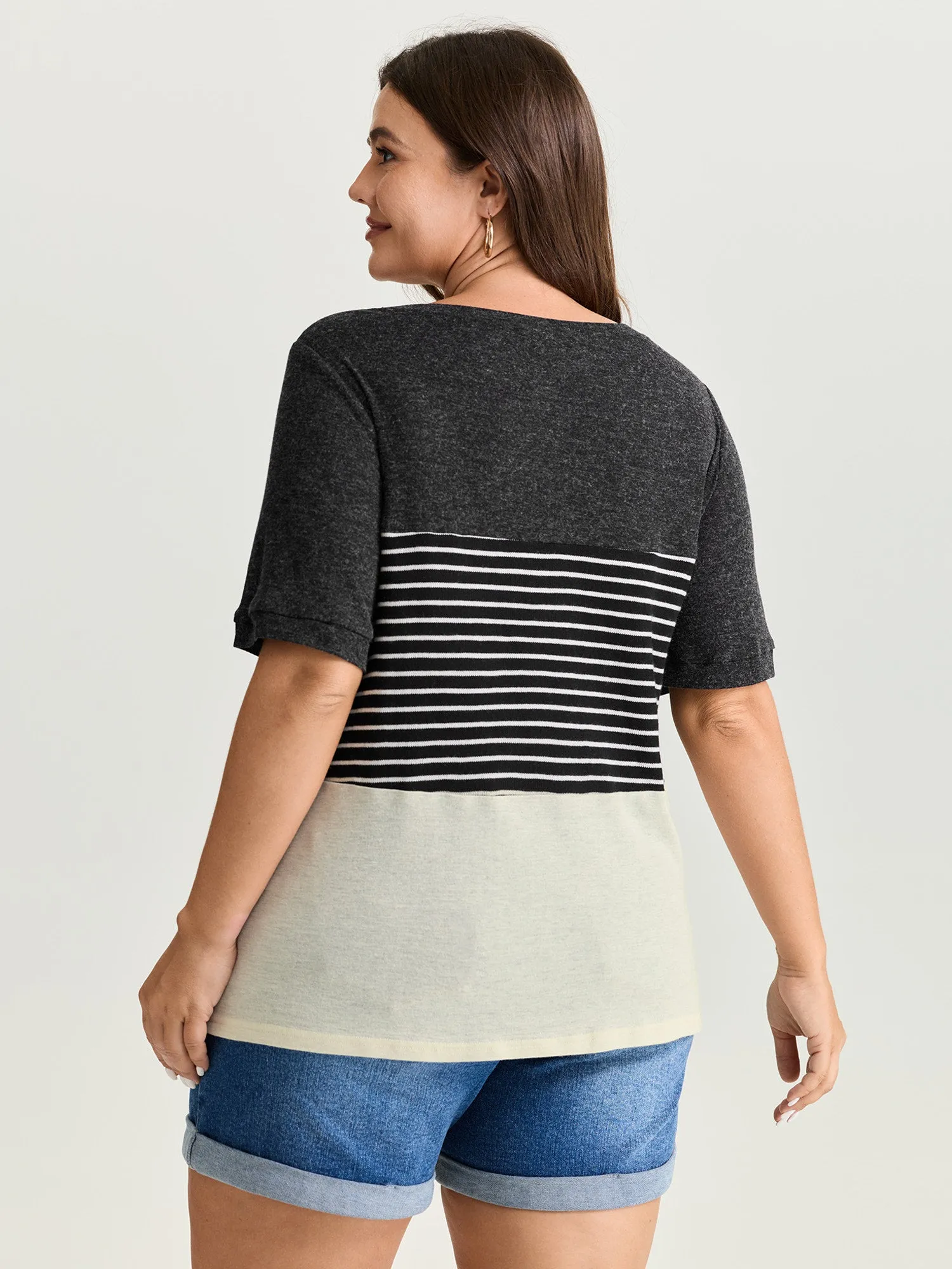 Supersoft Monochrome Stripe Print T-Shirt sold by Bloomchic product image thumbnail 4