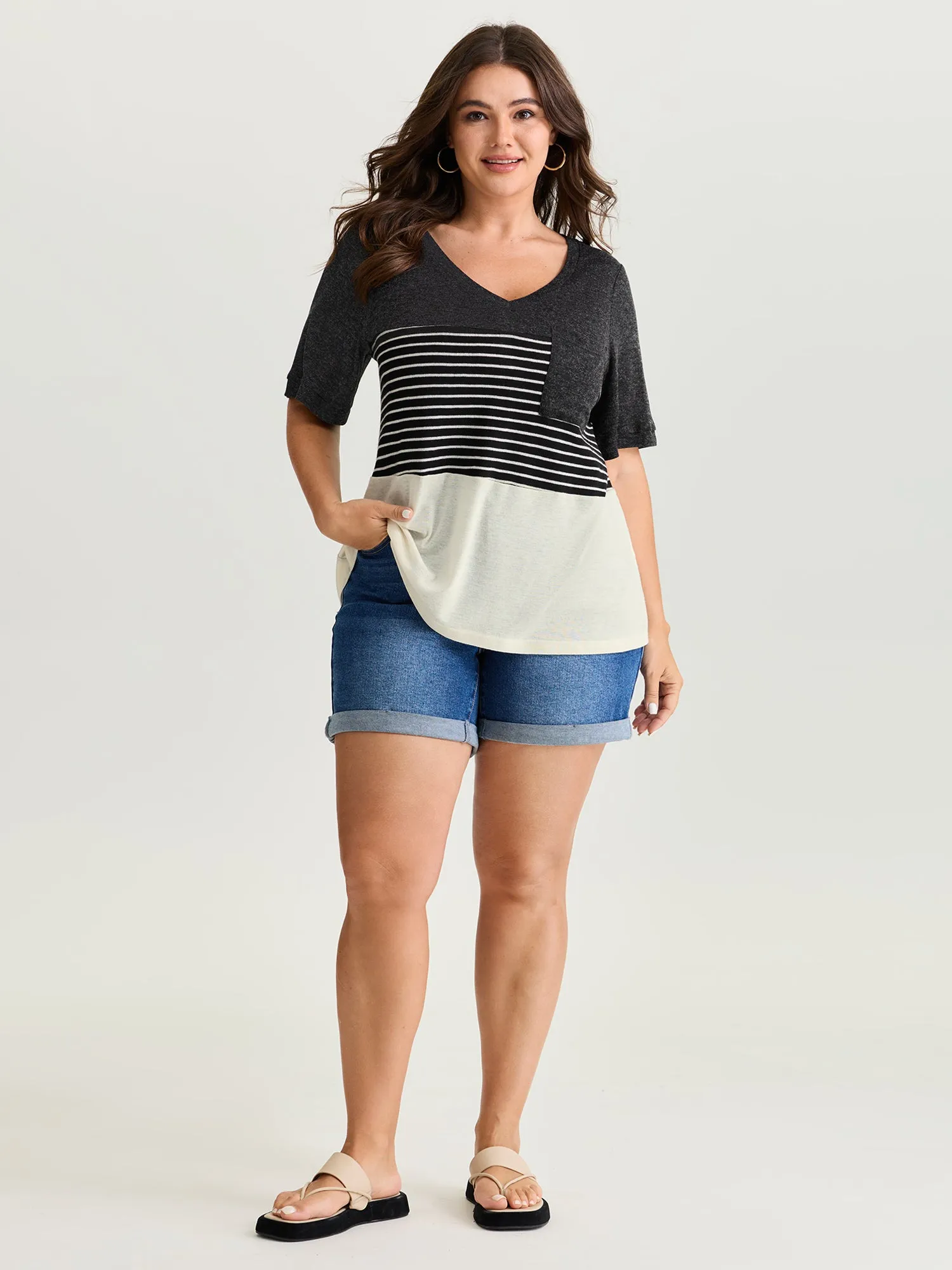 Supersoft Monochrome Stripe Print T-Shirt sold by Bloomchic product image thumbnail 3