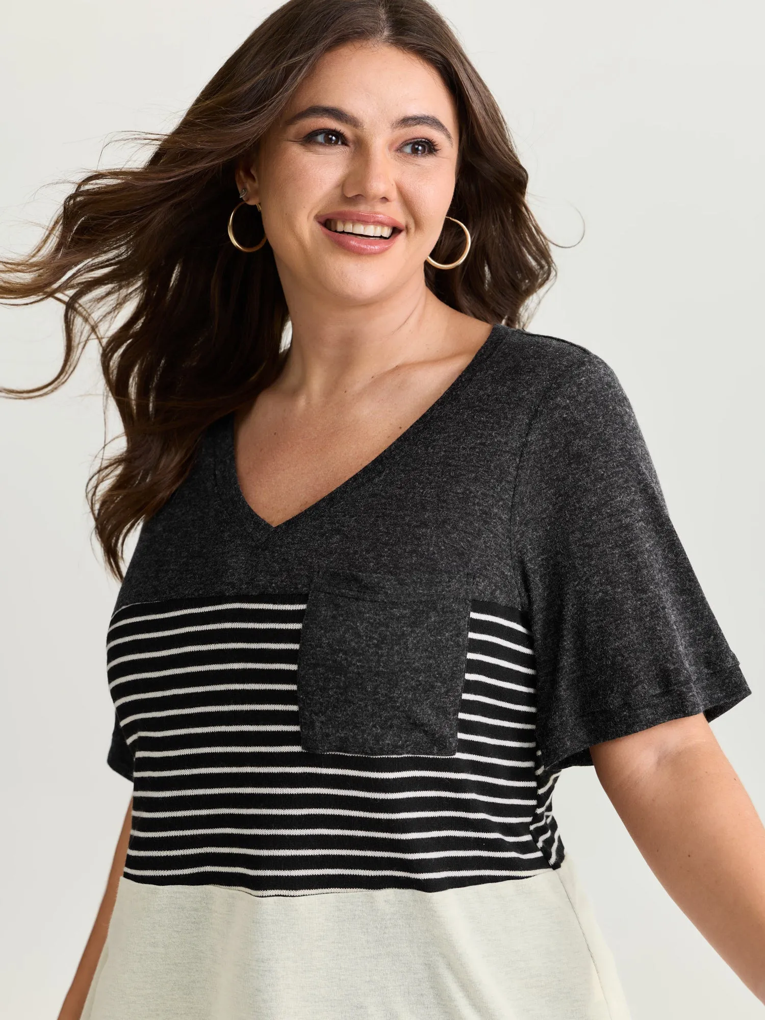 Supersoft Monochrome Stripe Print T-Shirt sold by Bloomchic product image thumbnail 2