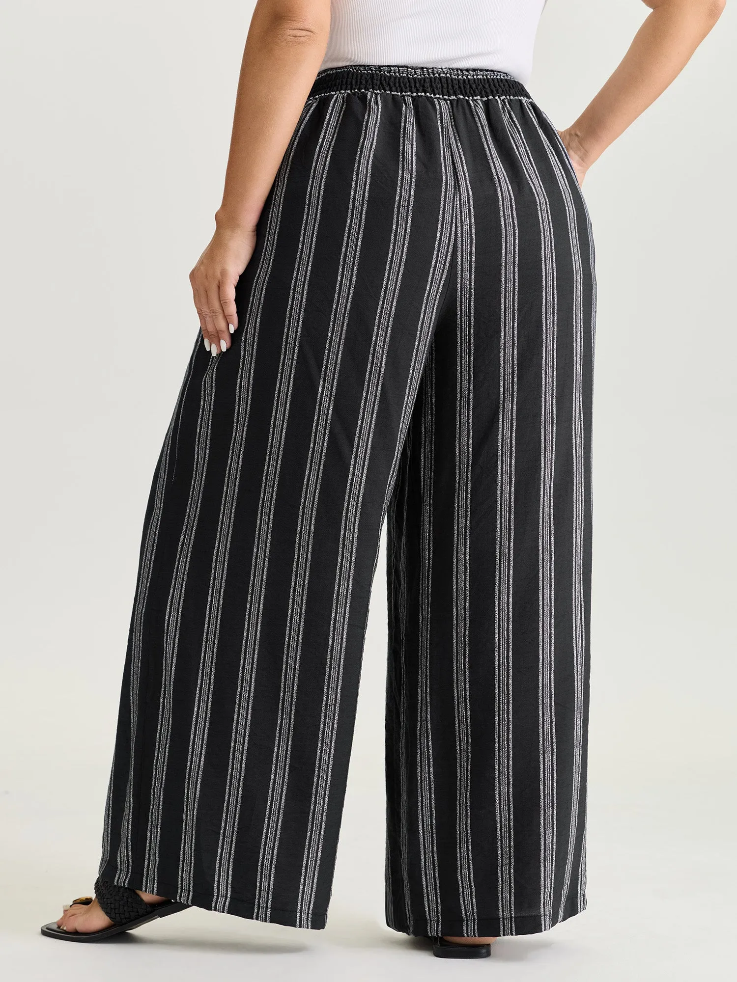 Abstract Striped Drawstring Shirred Waist Pants sold by Bloomchic product image thumbnail 5
