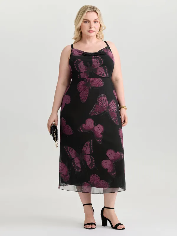 Stretchy Butterfly Print Cami Maxi Dress made by Bloomchic