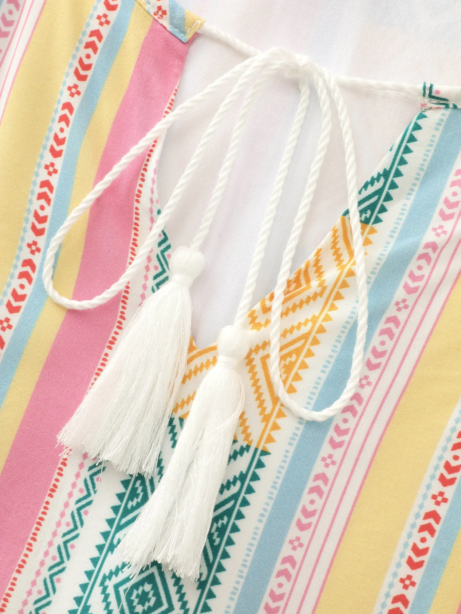 Color Contrast Geometric Print Stretchy Waist Mini Dress sold by Bloomchic product image thumbnail 5