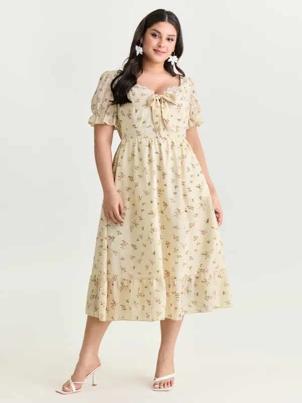 Delicate Floral Print Bow-Knot Maxi Dress made by Bloomchic