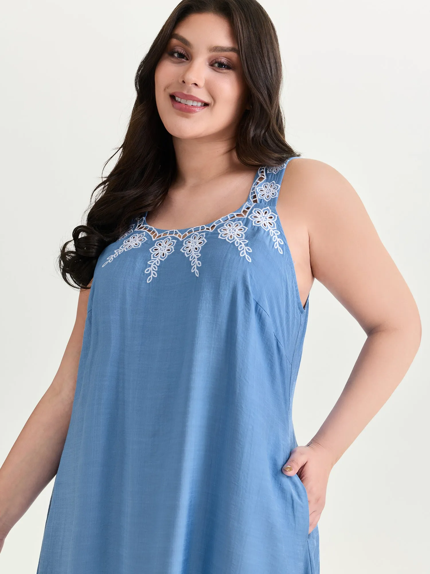 Floral Cut-Out Embroidery Maxi Dress sold by Bloomchic product image thumbnail 2