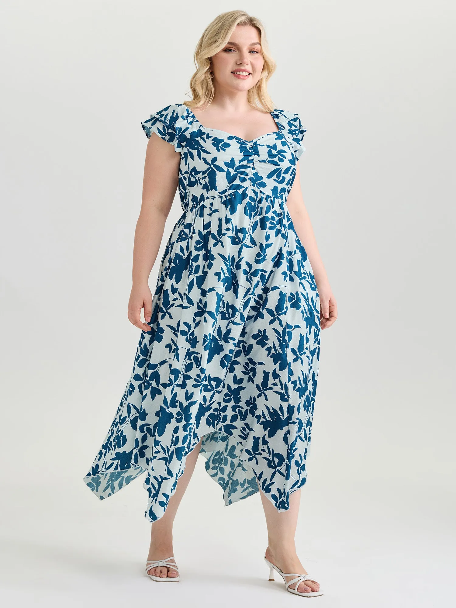 Floral Print Asymmetrical Hemline Maxi Dress sold by Bloomchic product image thumbnail 3