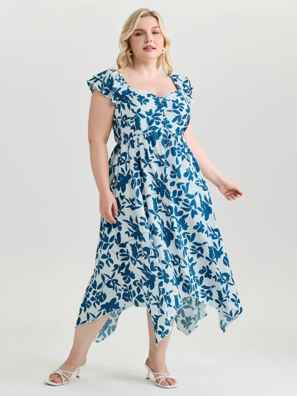 Floral Print Asymmetrical Hemline Maxi Dress made by Bloomchic
