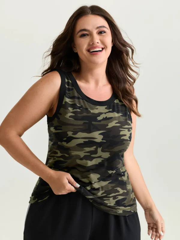 Stretchy Camouflage Print Tank Top made by Bloomchic