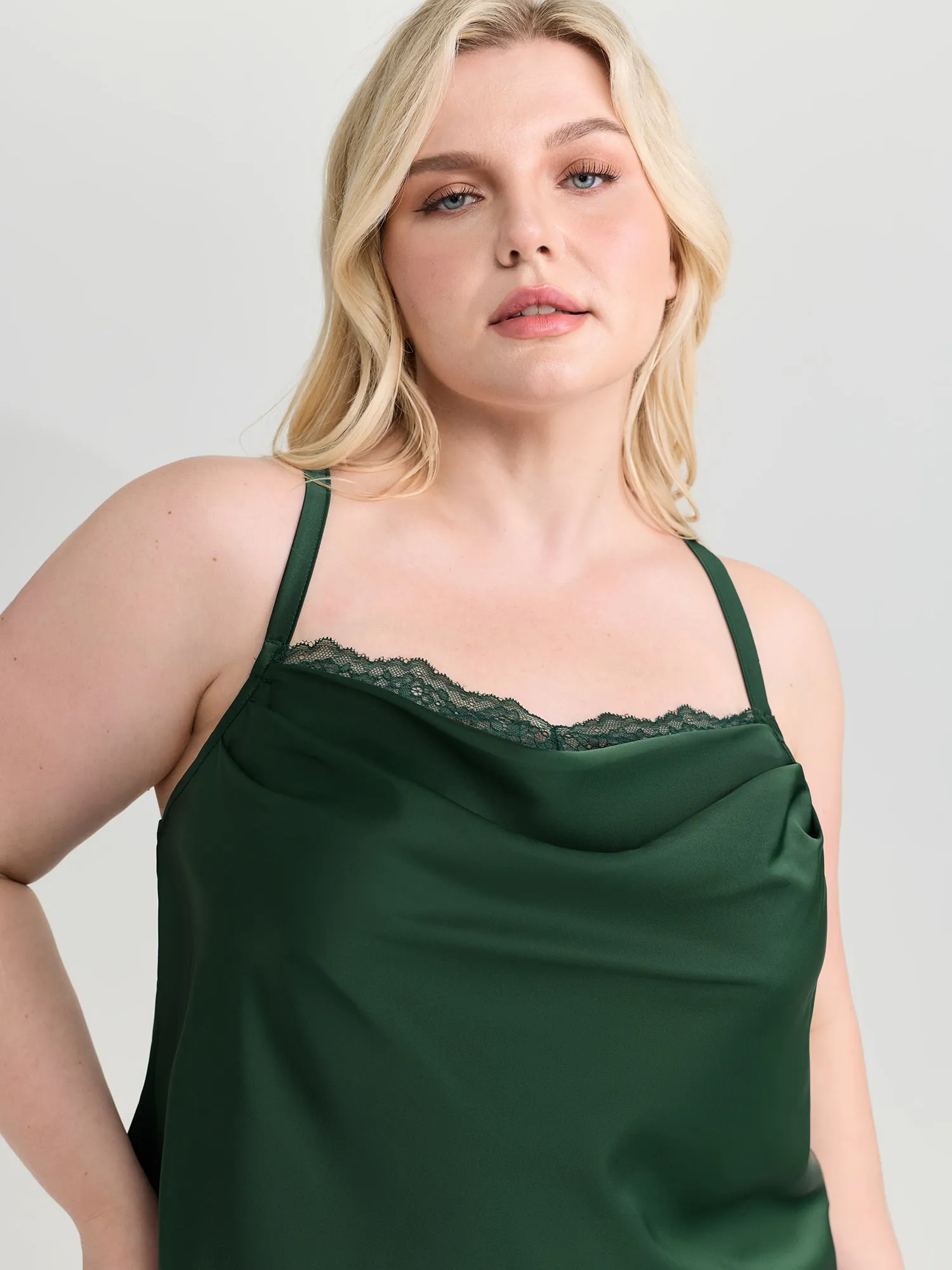 Cowl Neckline Lace Split Co-Ord Pajama Set sold by Bloomchic product image thumbnail 2