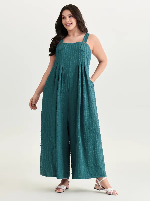 Check Print Pleated Adjustable Overall Jumpsuit made by Bloomchic