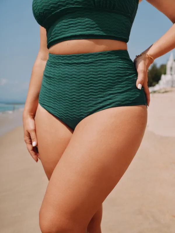 High Waisted Ruched Swim Bottoms made by Bloomchic