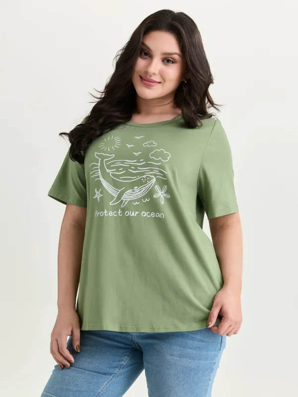 Cotton Ocean-Friendly Cotton Plain T-Shirt made by Bloomchic