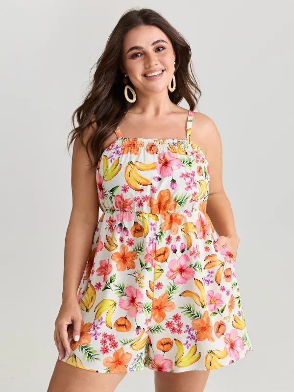Supersoft Floral Print Square Neckline Romper made by Bloomchic
