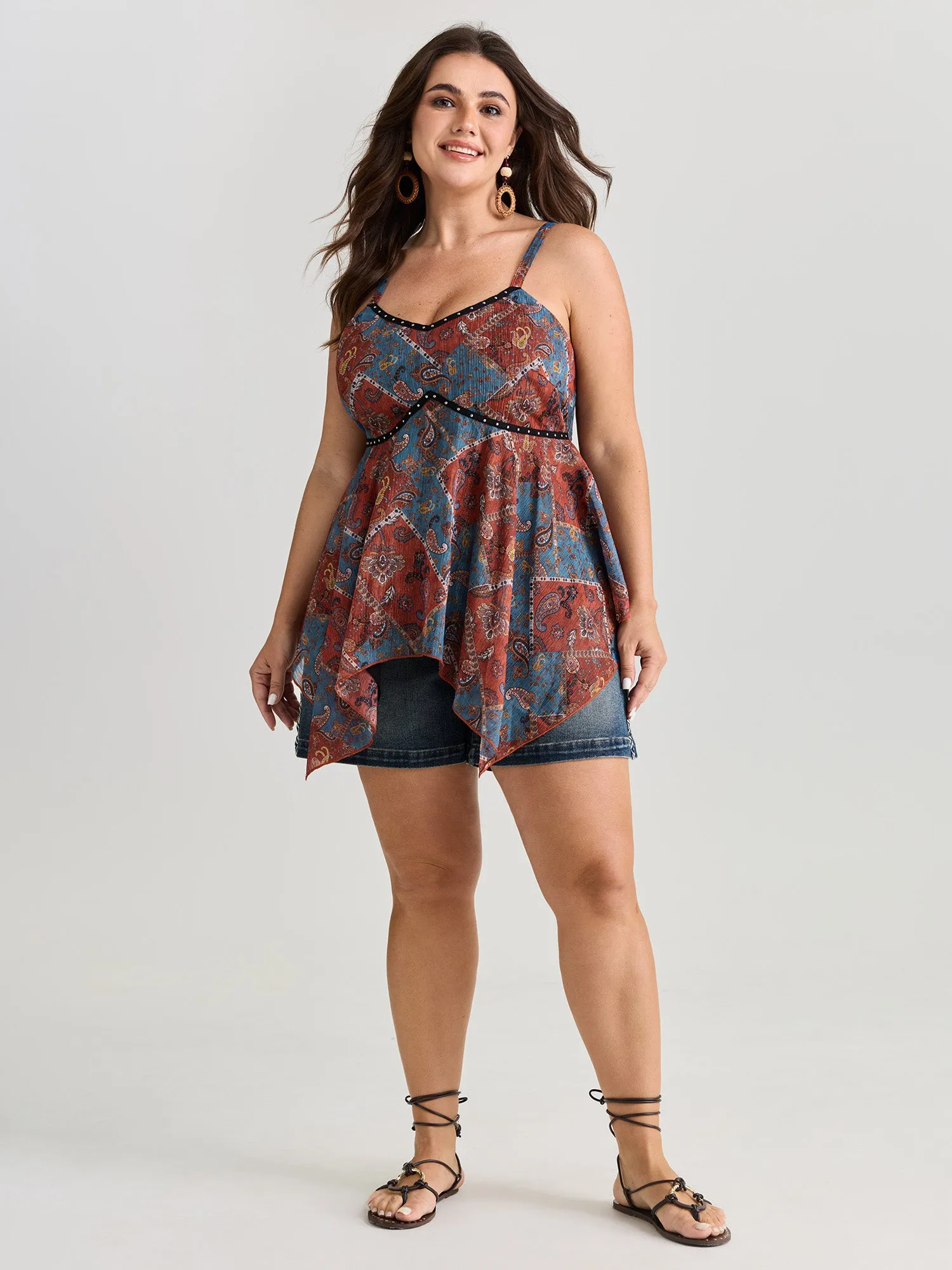 Paisley Print Handkerchief Hem Tank Top sold by Bloomchic product image thumbnail 3