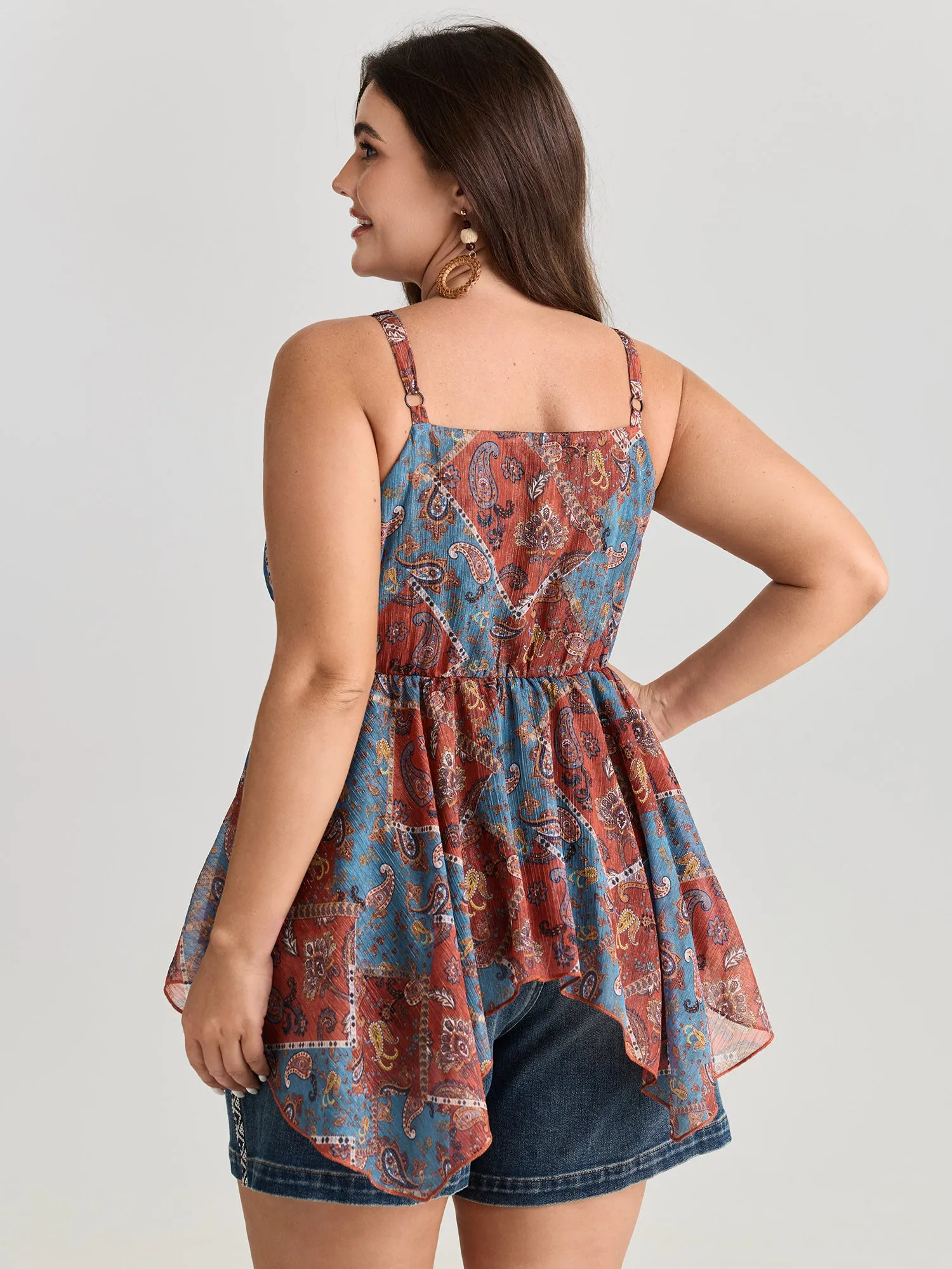 Paisley Print Handkerchief Hem Tank Top sold by Bloomchic product image thumbnail 4