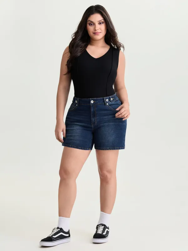 Stretchy Skinny-Fit High-Rise Denim Shorts made by Bloomchic