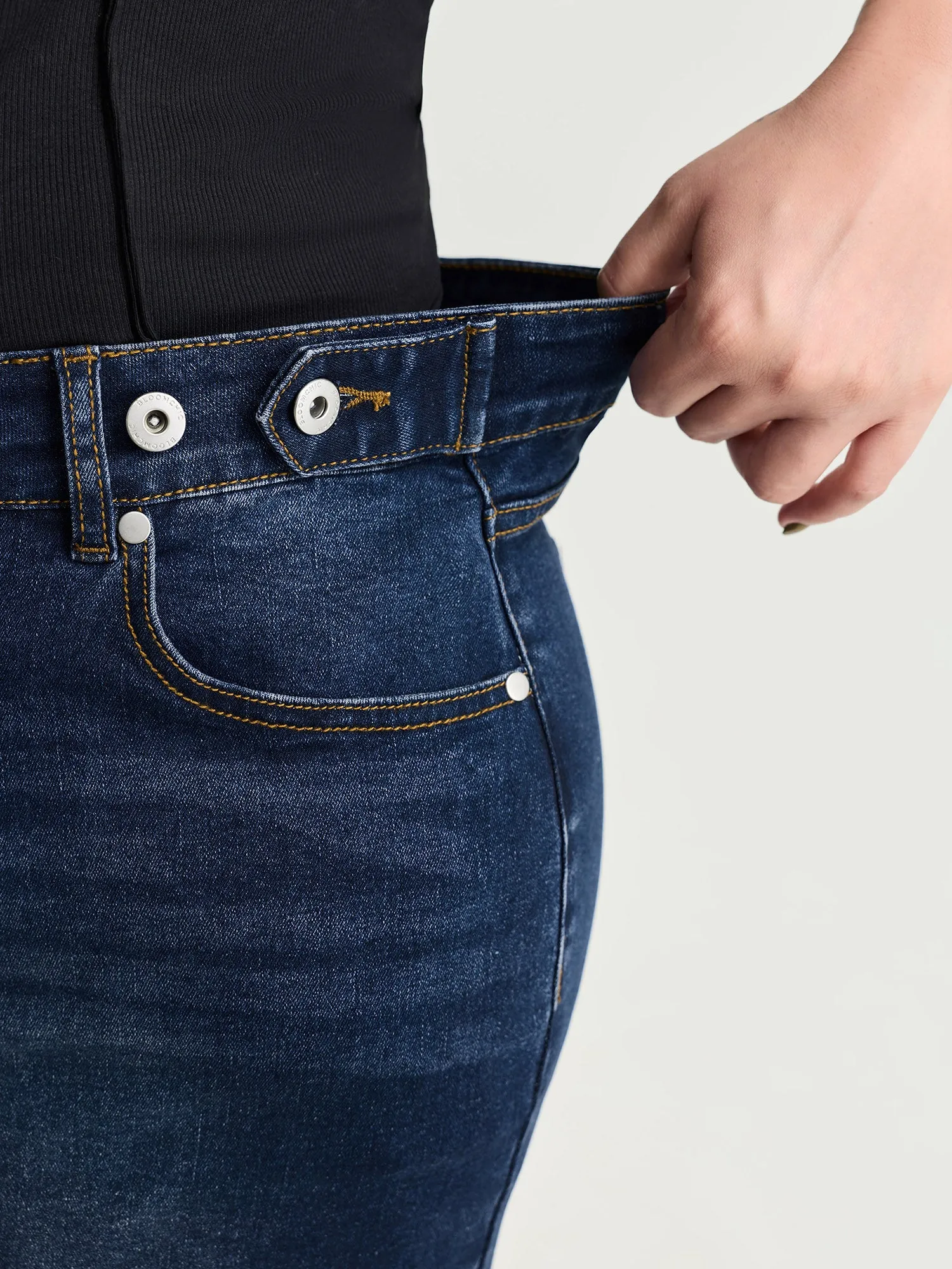 Stretchy Skinny-Fit High-Rise Denim Shorts sold by Bloomchic product image thumbnail 4