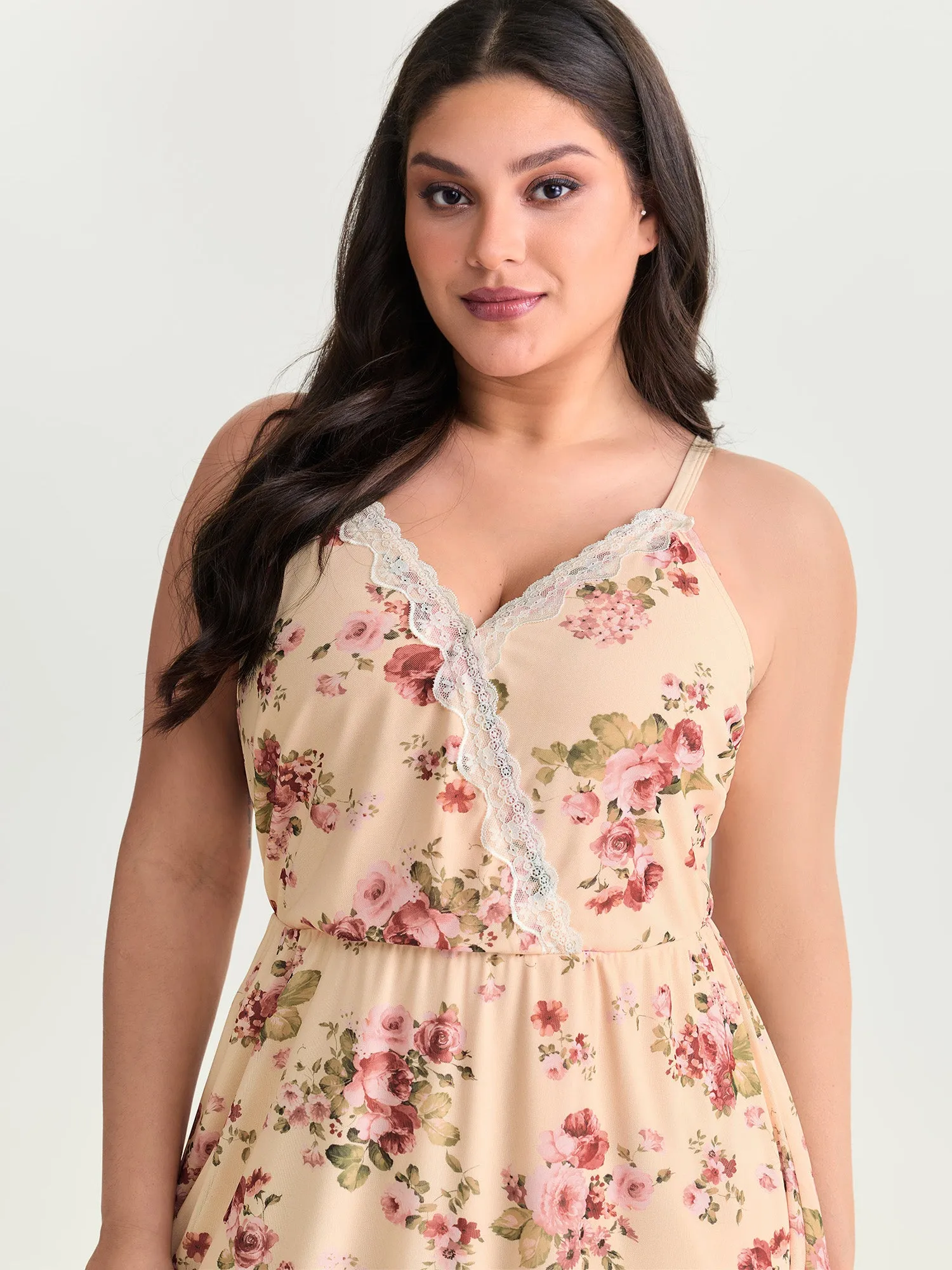 Floral Print Lace Neckline Nightgown sold by Bloomchic product image thumbnail 2