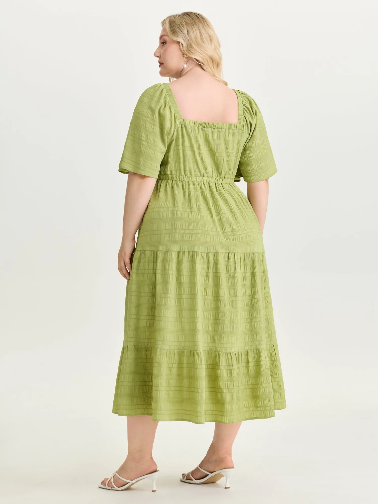 Deep V-Neckline Tiered Flowy Maxi Dress sold by Bloomchic product image thumbnail 4