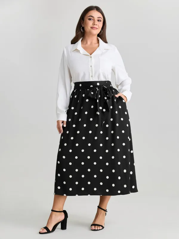 Polka Dot Charm Pleated Maxi Skirt made by Bloomchic