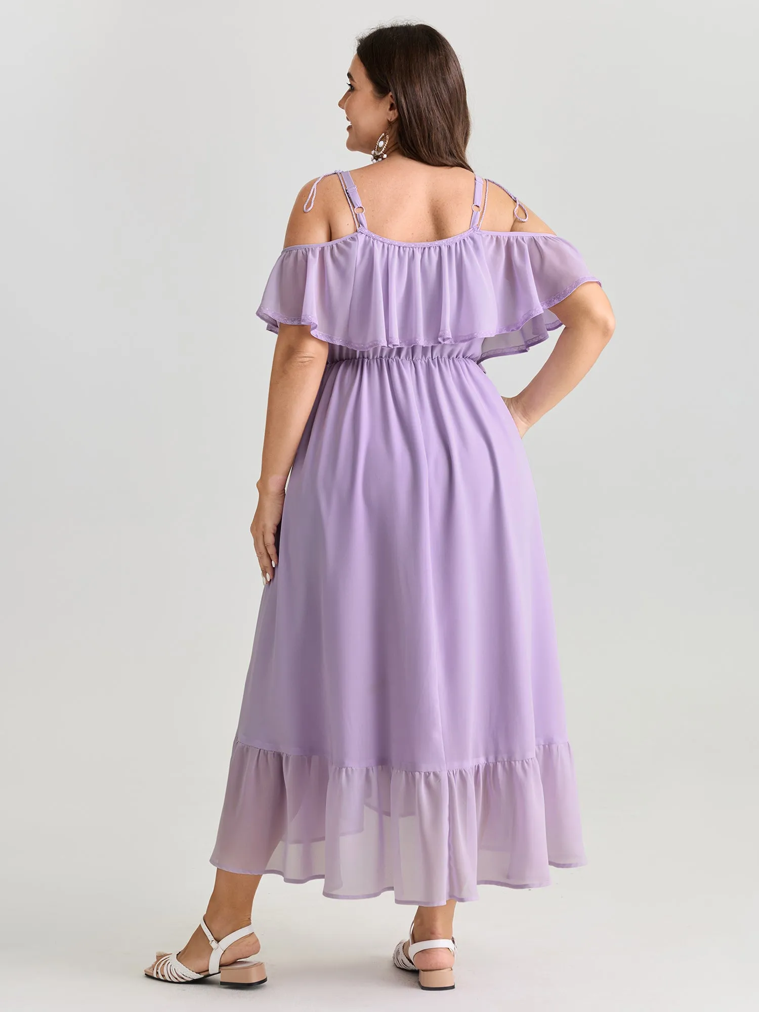 Breathable Lace Trim Ruffled Maxi Dress sold by Bloomchic product image thumbnail 4