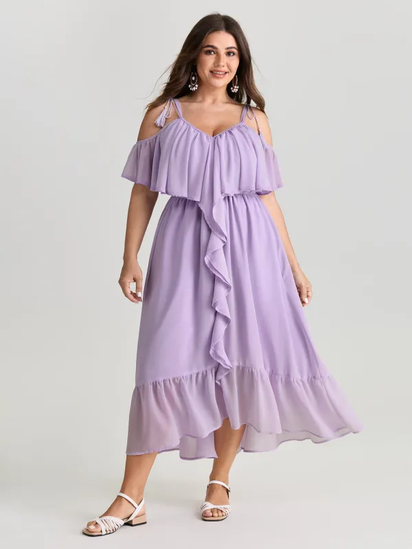 Breathable Lace Trim Ruffled Maxi Dress made by Bloomchic