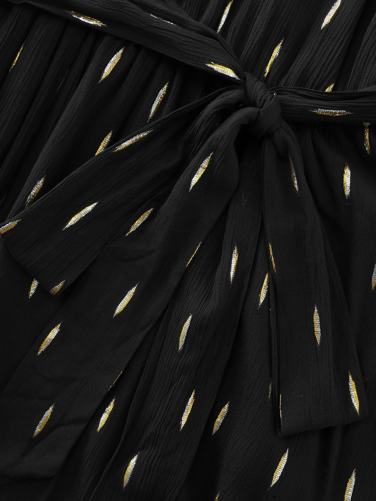 Sequin Neckline Textured Waist-Tie Mini Dress sold by Bloomchic product image thumbnail 5