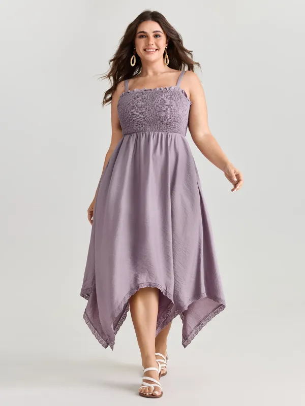 Shirred Handkerchief Hem Maxi Dress made by Bloomchic