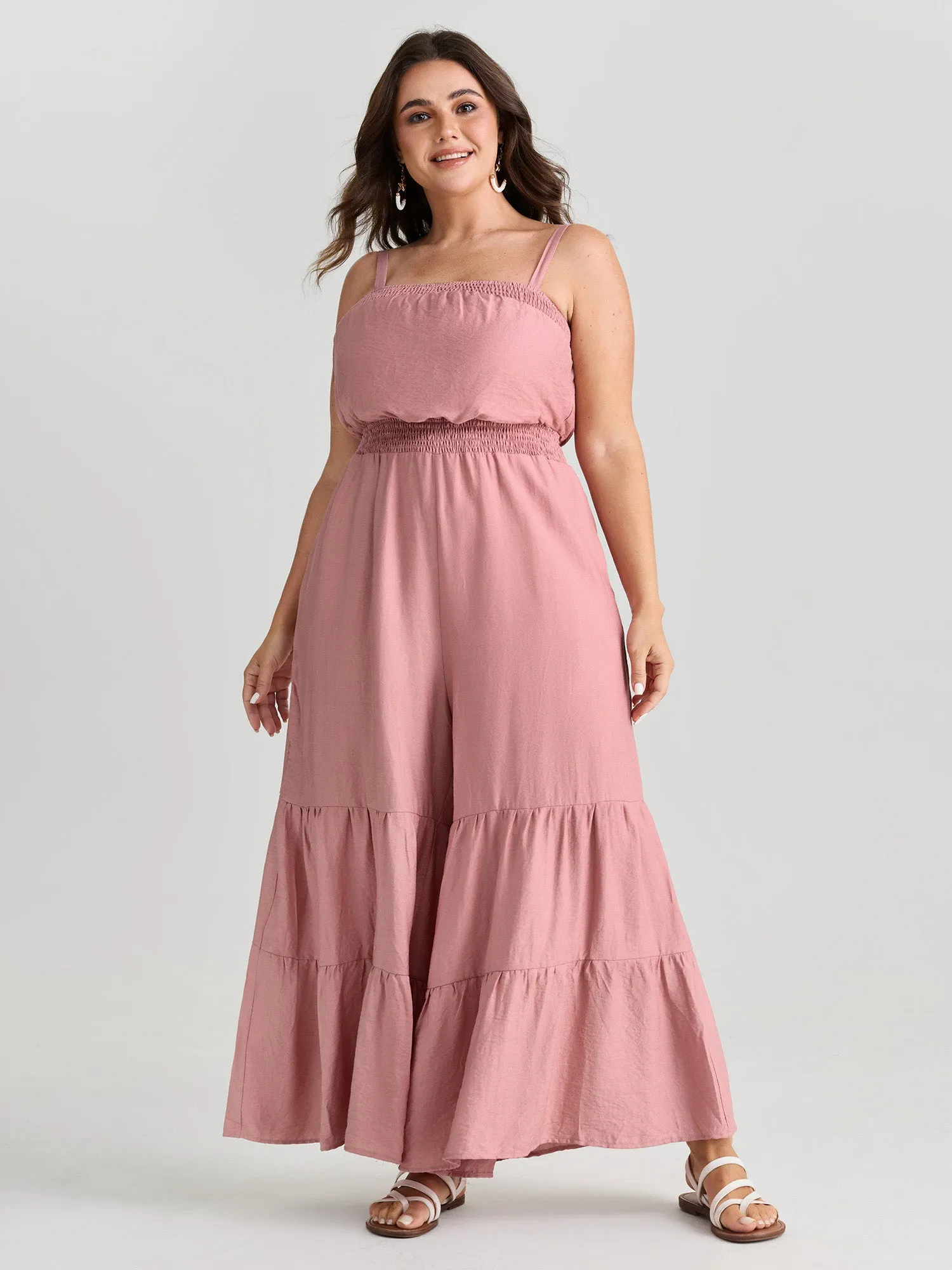 Shirred Tiered Adjustable Jumpsuit sold by Bloomchic product image thumbnail 3