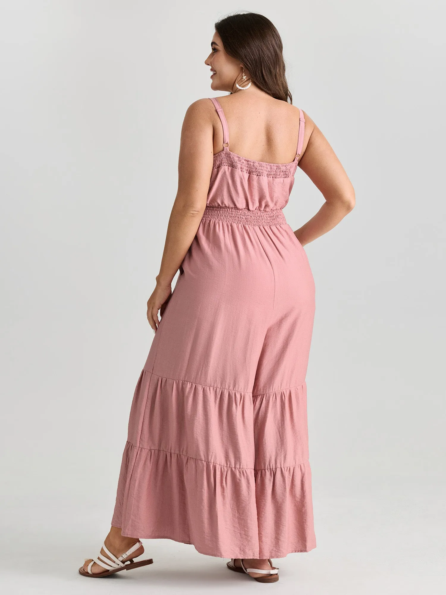 Shirred Tiered Adjustable Jumpsuit sold by Bloomchic product image thumbnail 4