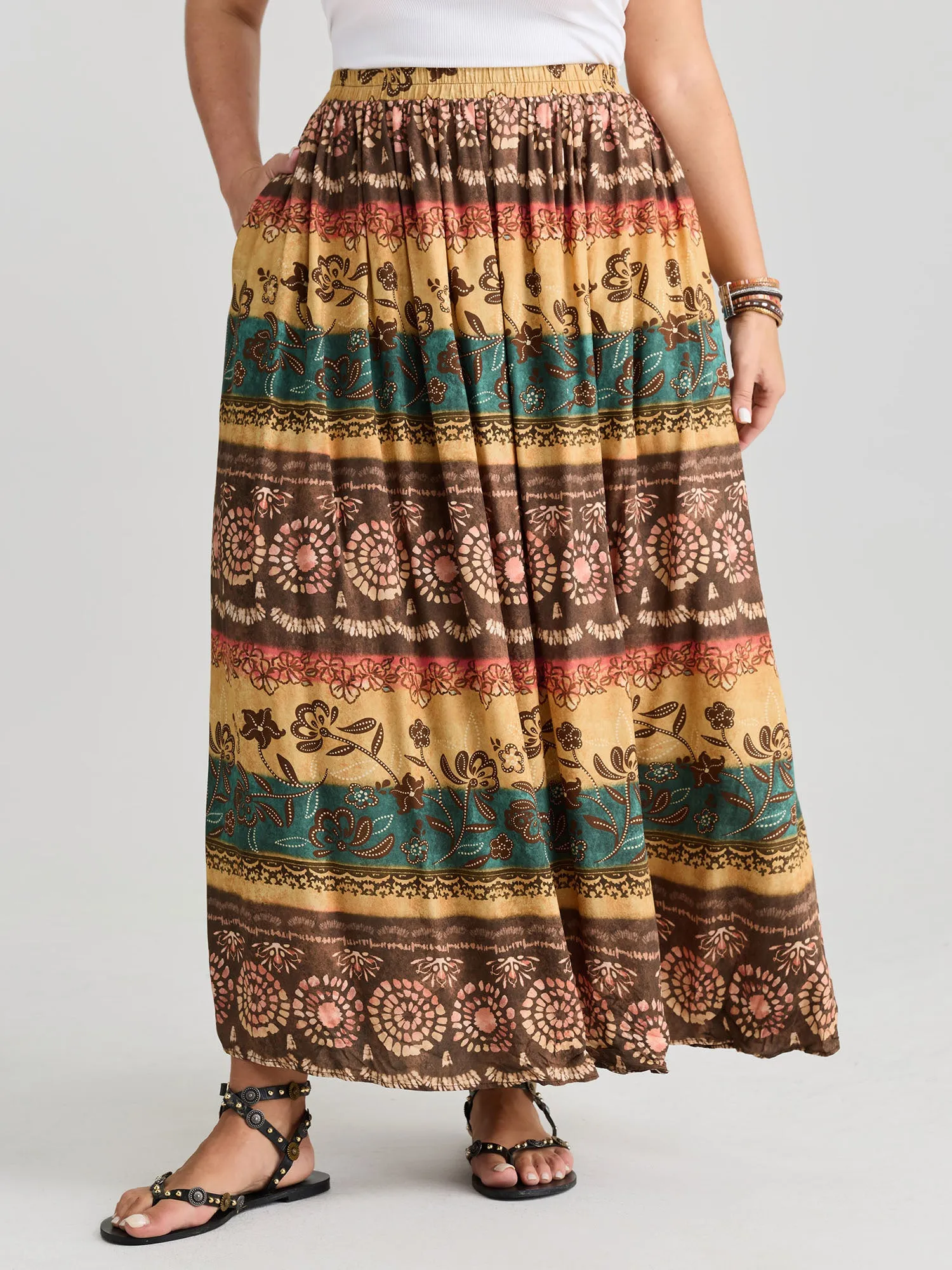Color Contrast Boho Print Maxi Skirt sold by Bloomchic product image thumbnail 2