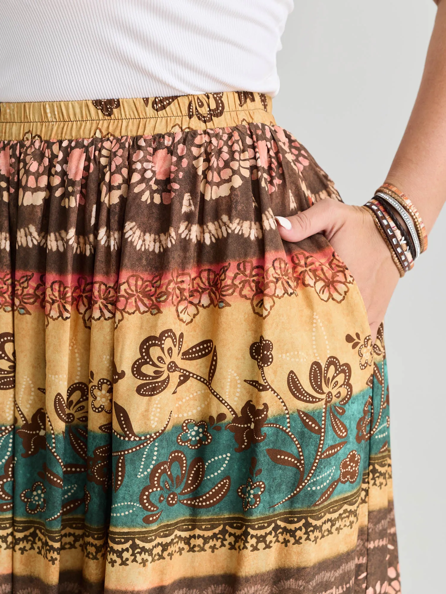 Color Contrast Boho Print Maxi Skirt sold by Bloomchic product image thumbnail 3