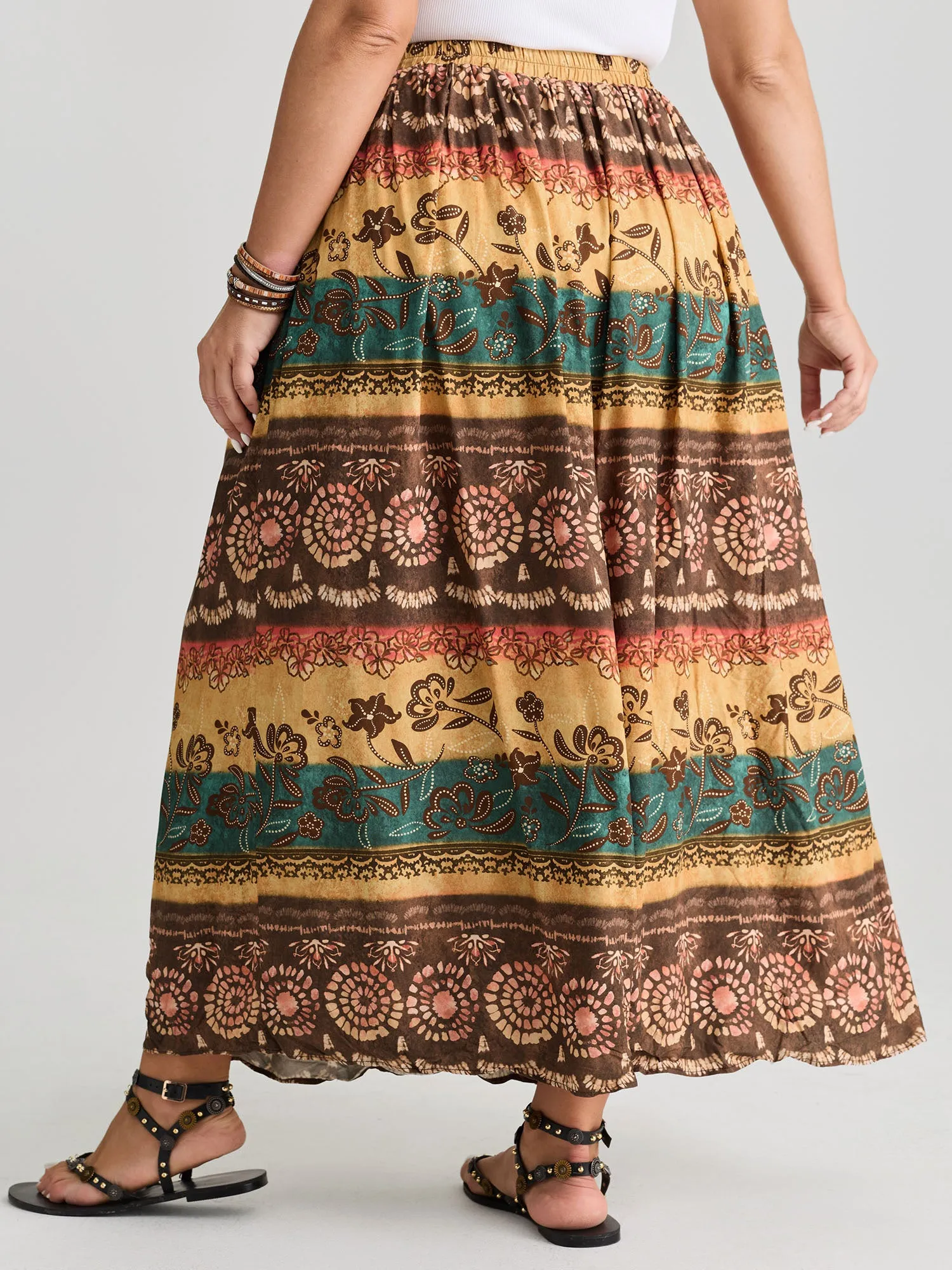 Color Contrast Boho Print Maxi Skirt sold by Bloomchic product image thumbnail 5