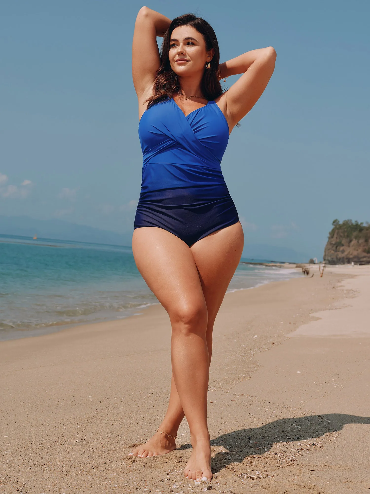 Twist-Front Surplice Neckline One-Piece Swimsuit sold by Bloomchic product image thumbnail 3