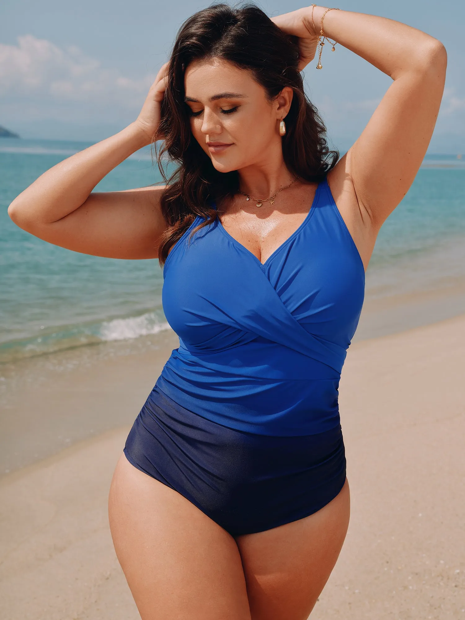 Twist-Front Surplice Neckline One-Piece Swimsuit sold by Bloomchic product image thumbnail 2
